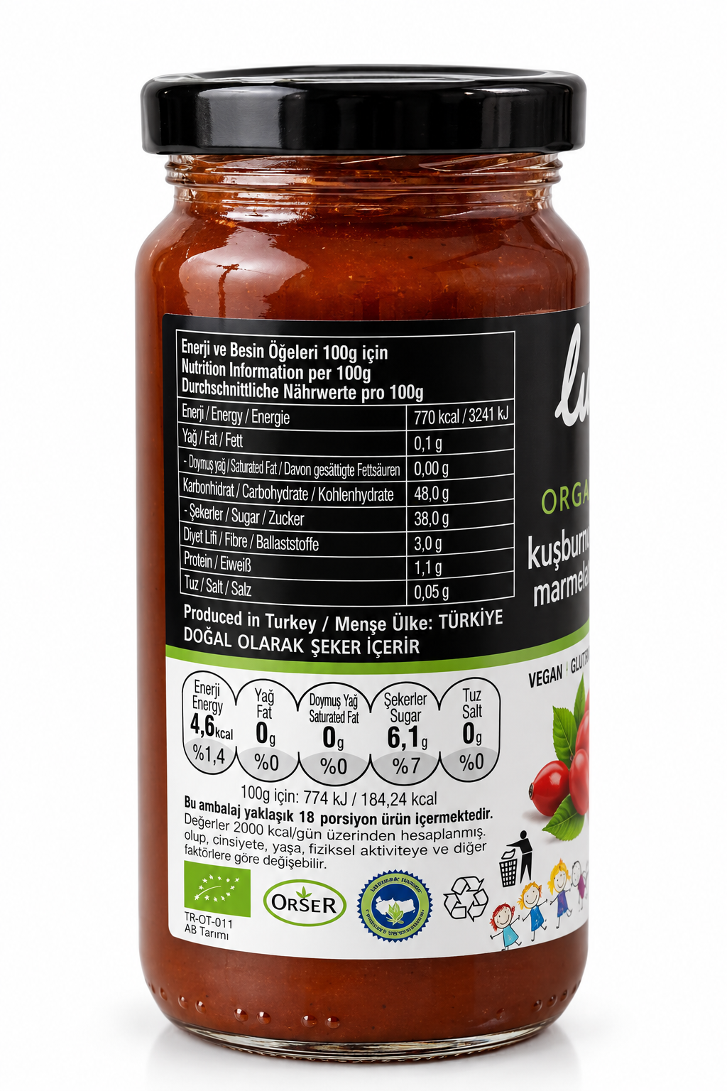 Organik Kuşburnu Marmelatı 280 gr Lütfiye