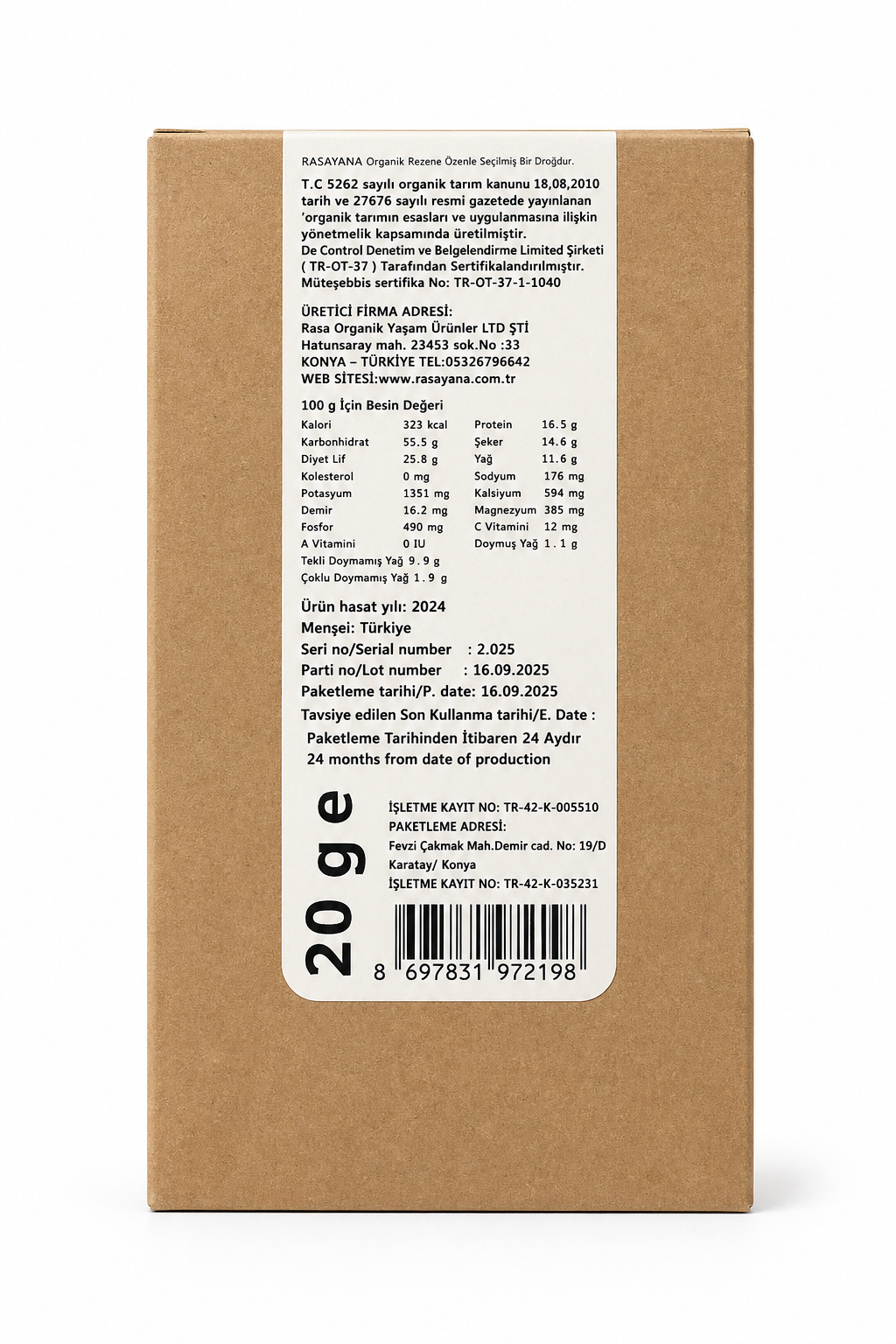 Organik Rezene 250gr Rasayana