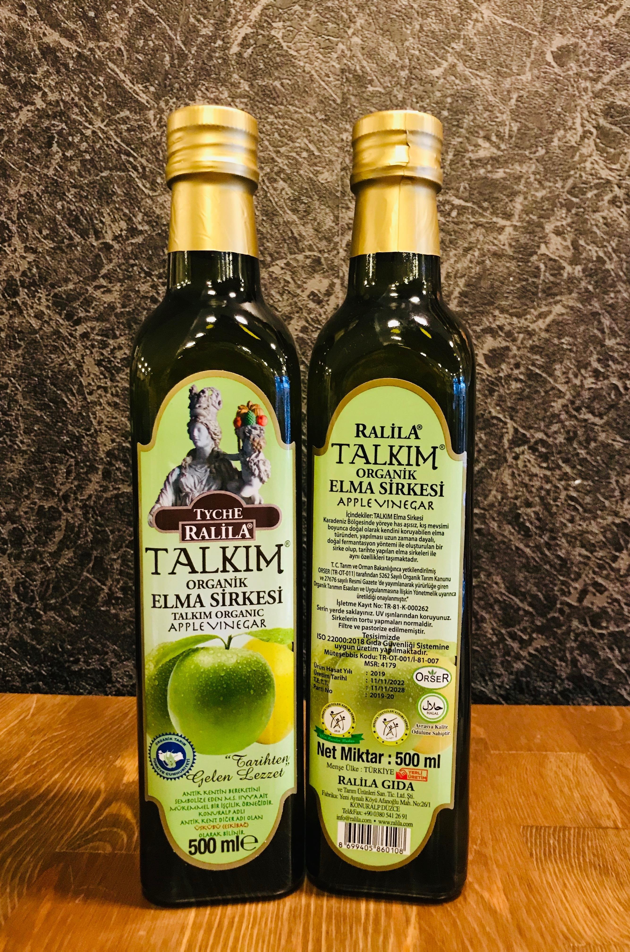 Organik Talkım Elma Sirkesi 500 Ml 3 Adet Ralila