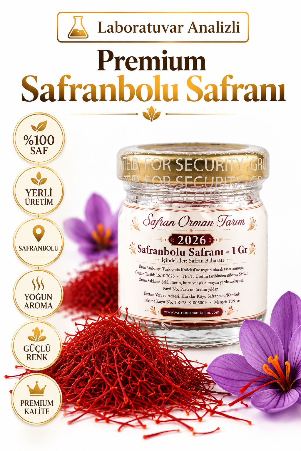 Safranbolu Safranı 1gr - Laboratuvar Analizli - Yeni Hasat