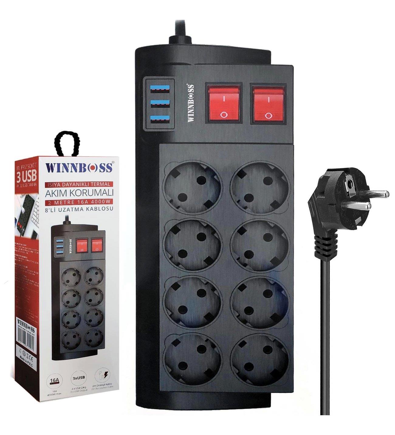 Winnboss 8Li Priz Usb Akım Korumalı (No:3411)