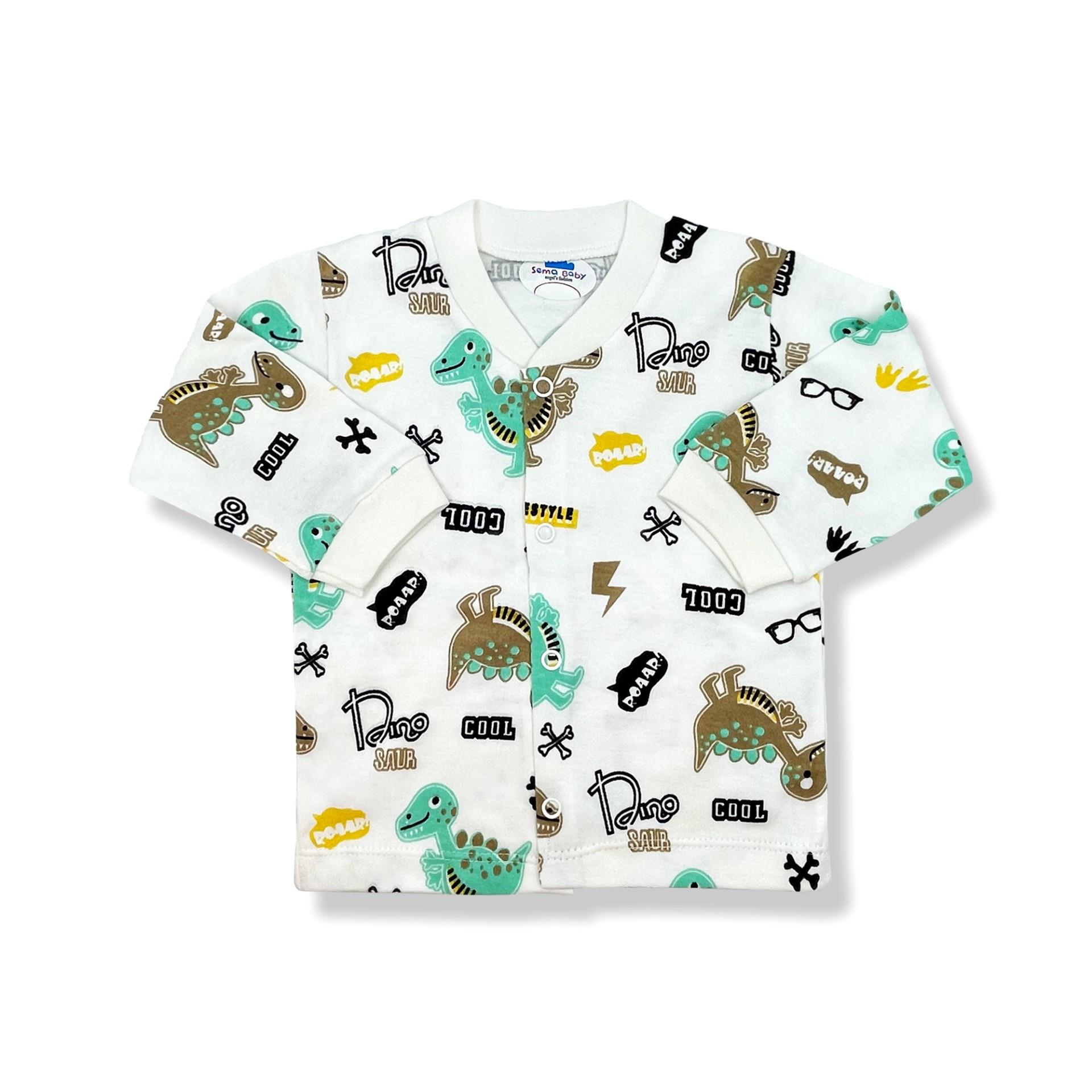 Sema Baby Sevimli Dino Bebek Pijama Takımı 6-9 Ay ( Yeşil - Kahve )