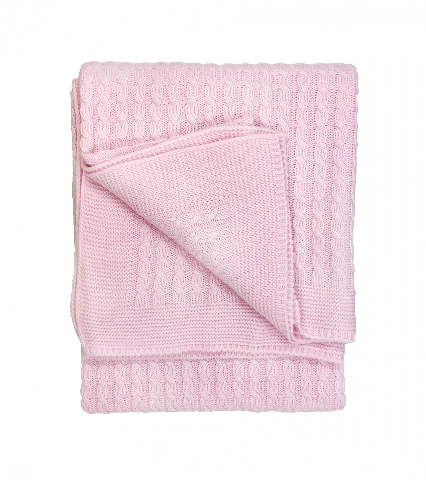 Sema Baby Saç Örgü Triko Bebek Battaniye - Pembe