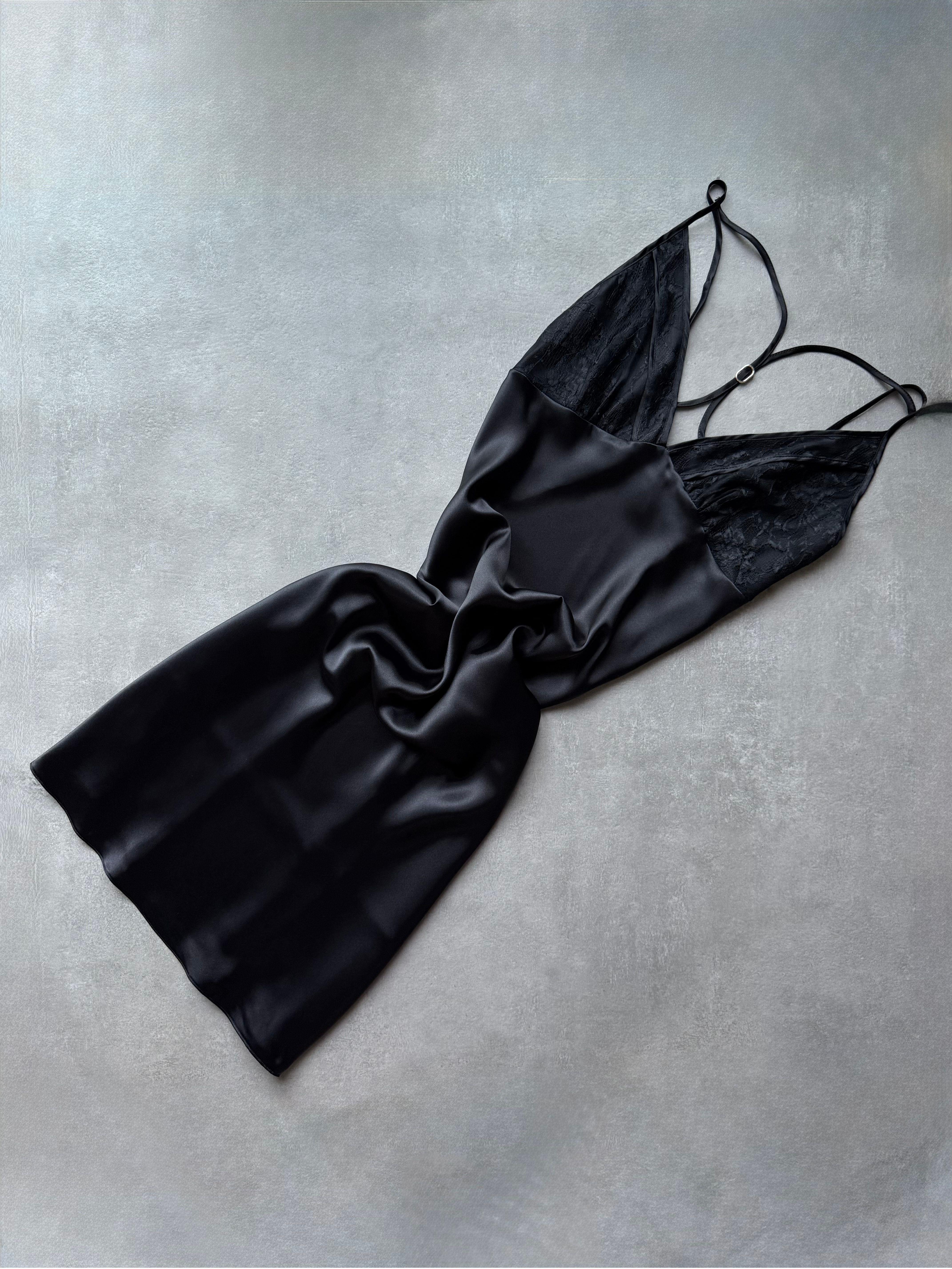 Dark Dahlia Siyah Saten Gecelik