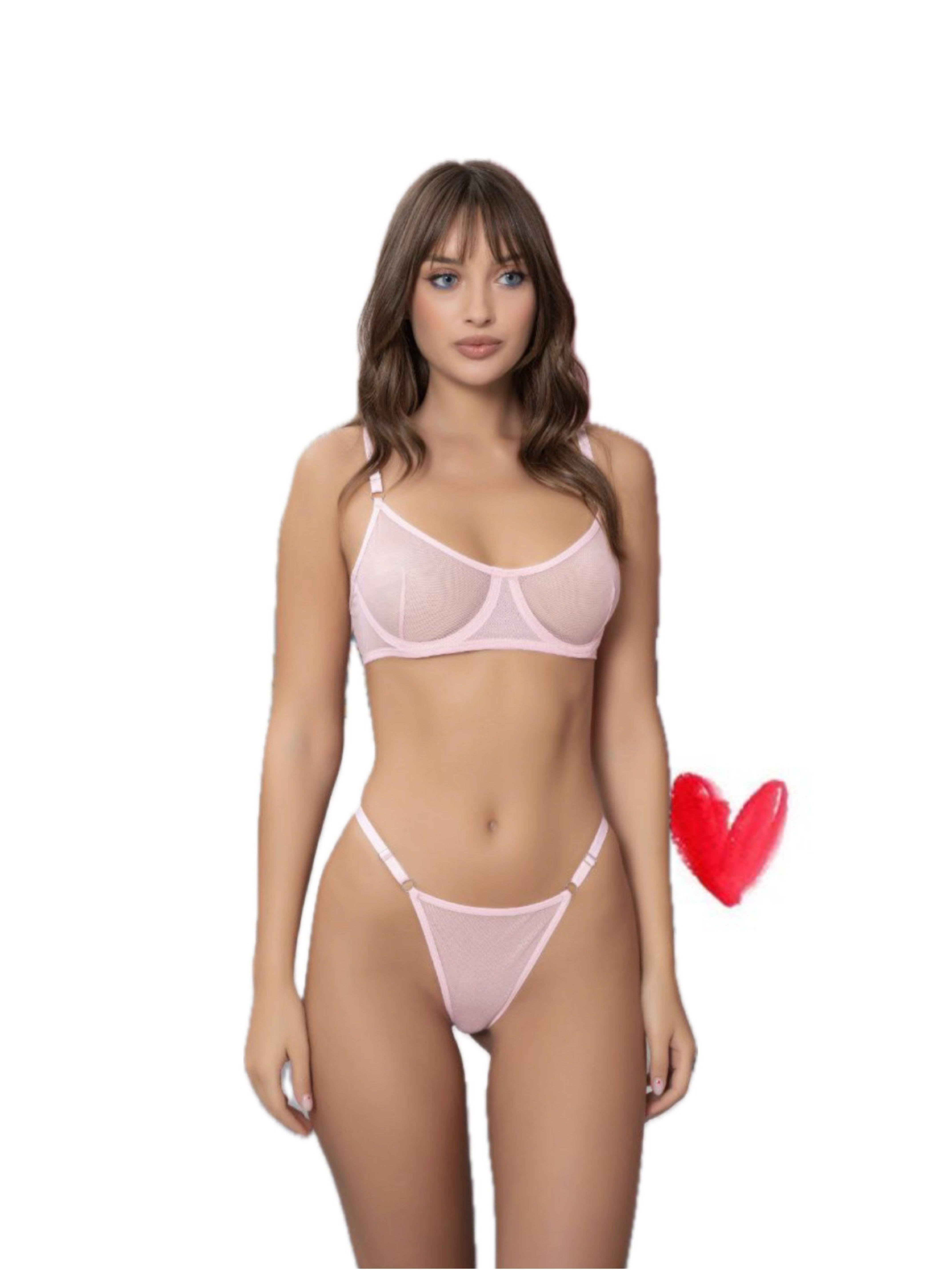 Noctura Toz Pembe Dantelli Balenli Sütyen Takımı