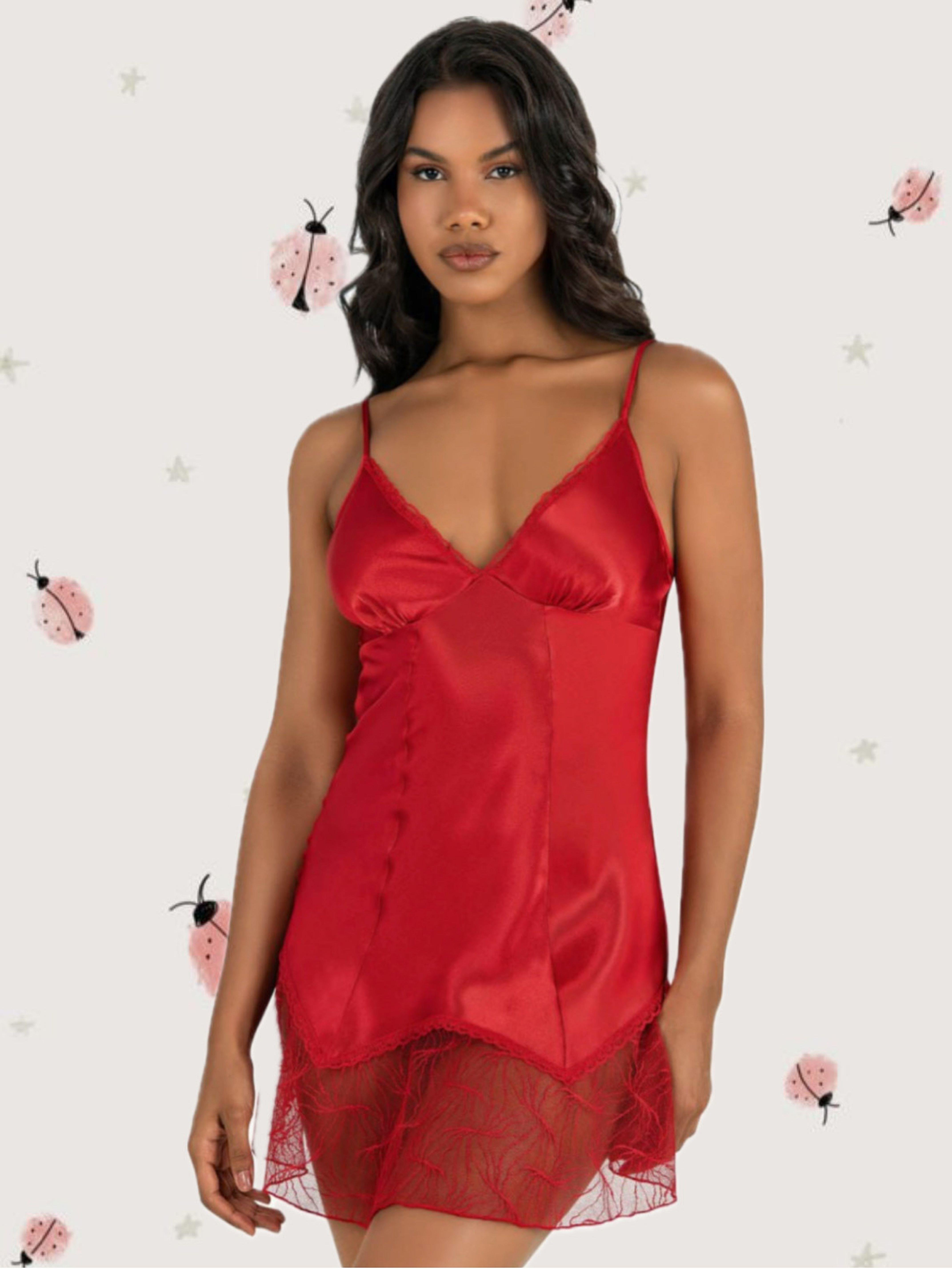 Red Love Kırmızı Saten Gecelik