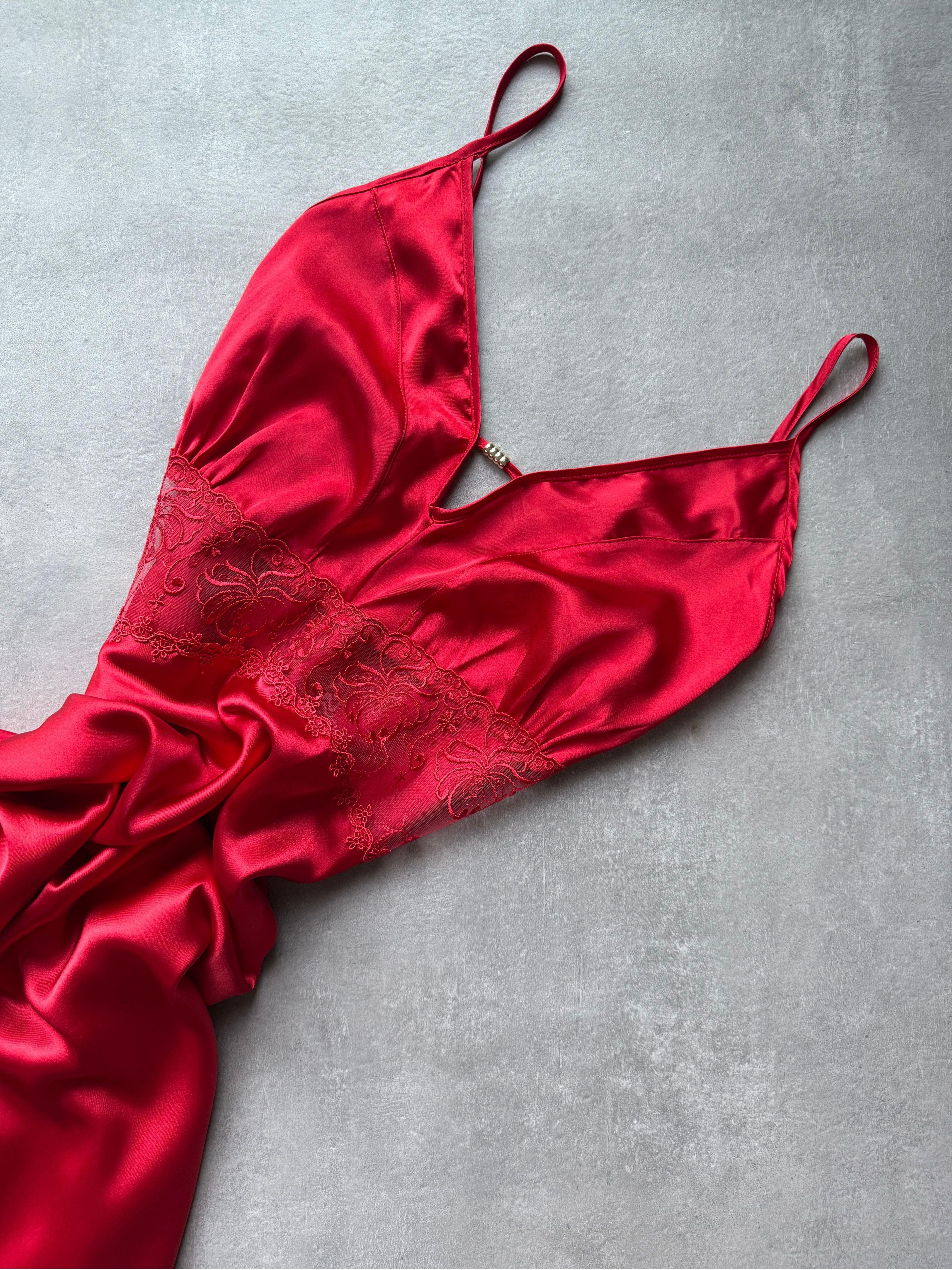 Satin Lily Kırmızı Saten Gecelik