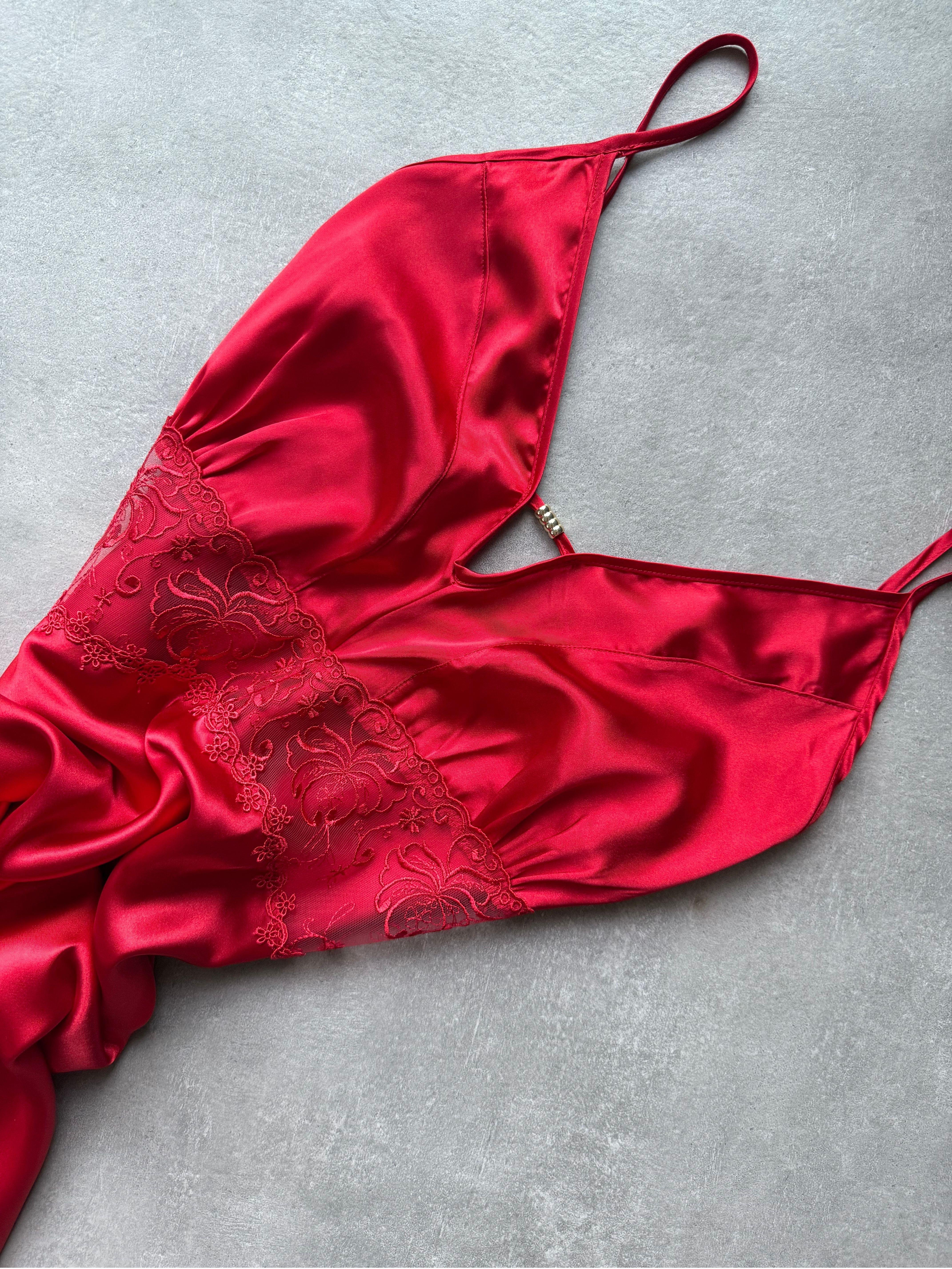 Satin Lily Kırmızı Saten Gecelik