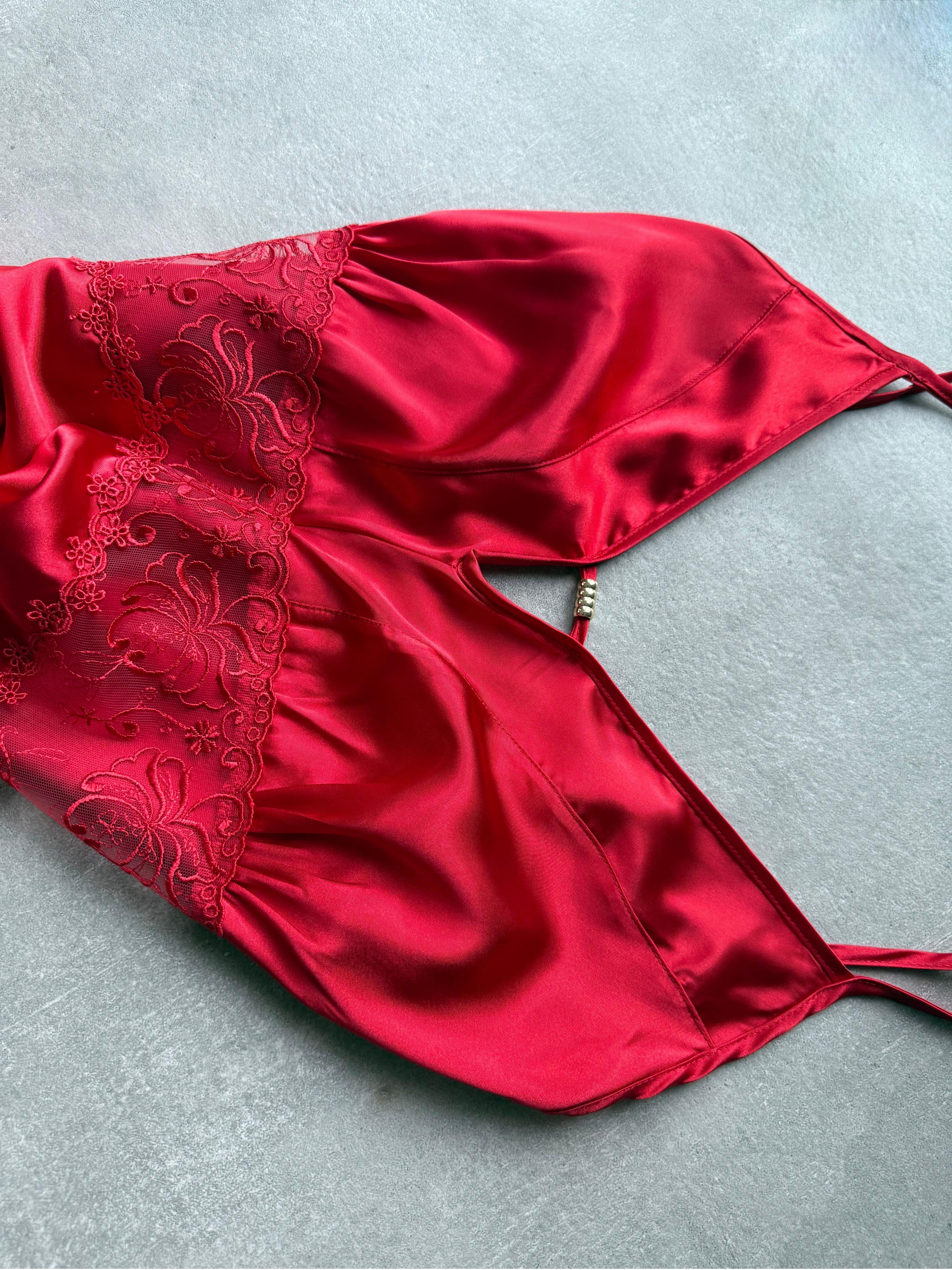 Satin Lily Kırmızı Saten Gecelik