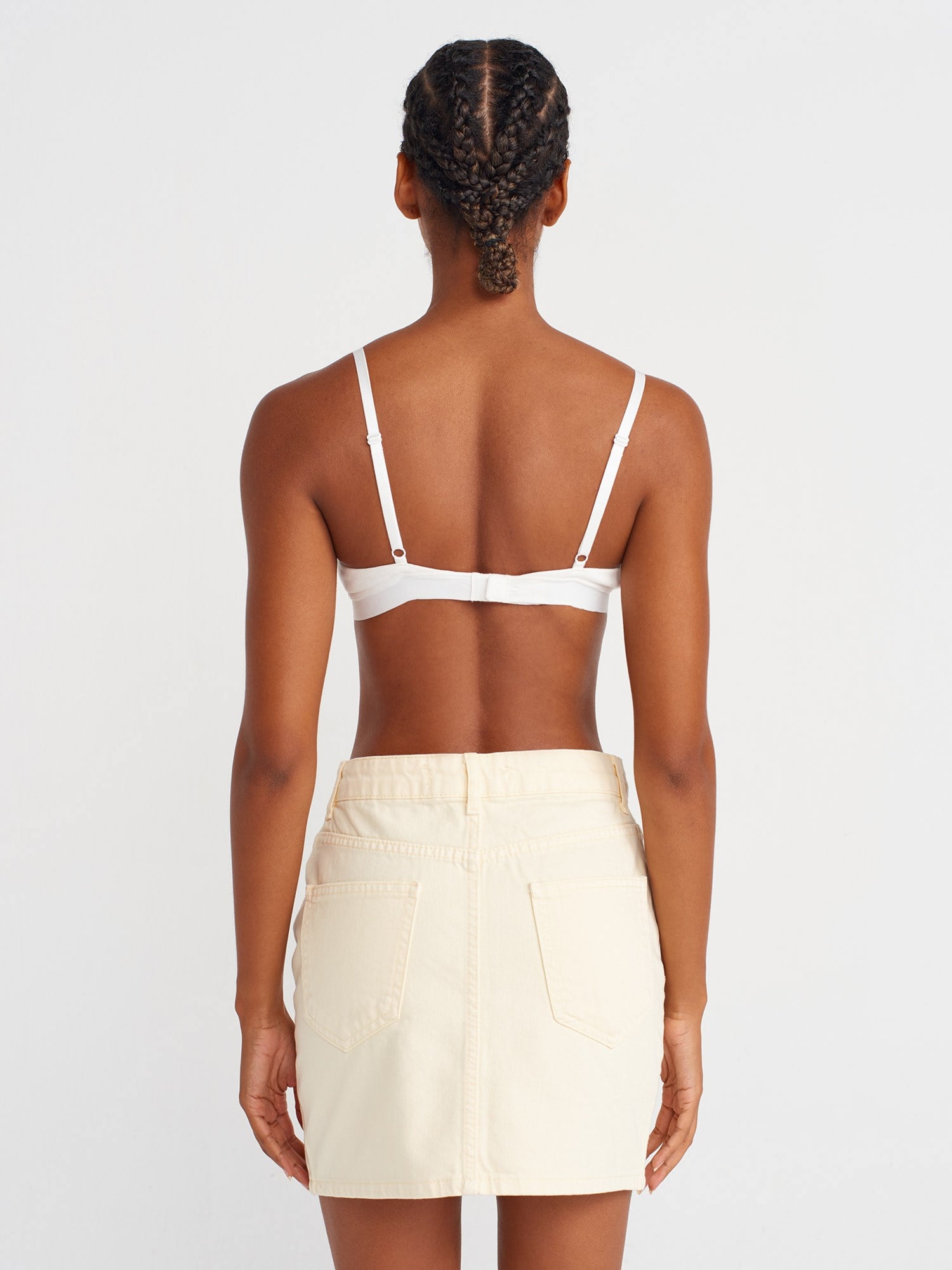  %100 Pamuk Parçaboya Mini Denim Etek-Sarı