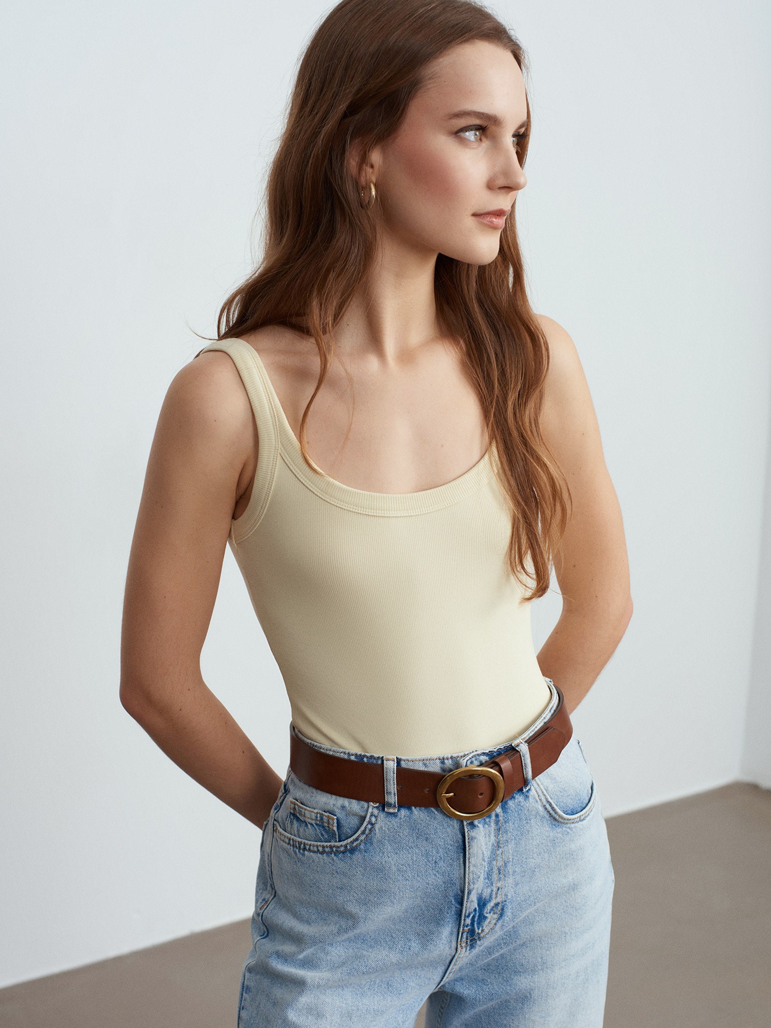 Askılı Bodysuit-Açık Sarı