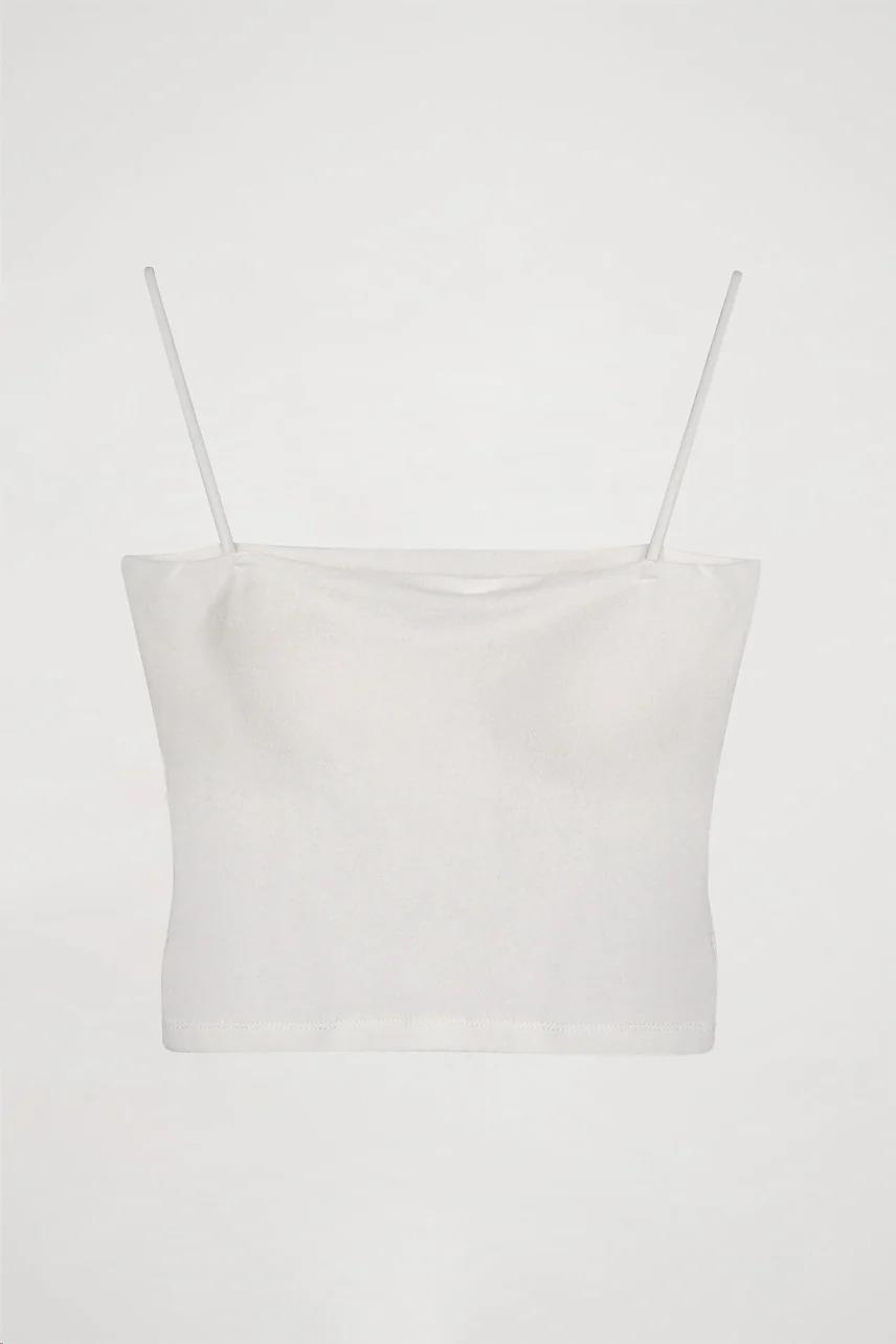 Askılı Crop Basic Atlet Beyaz