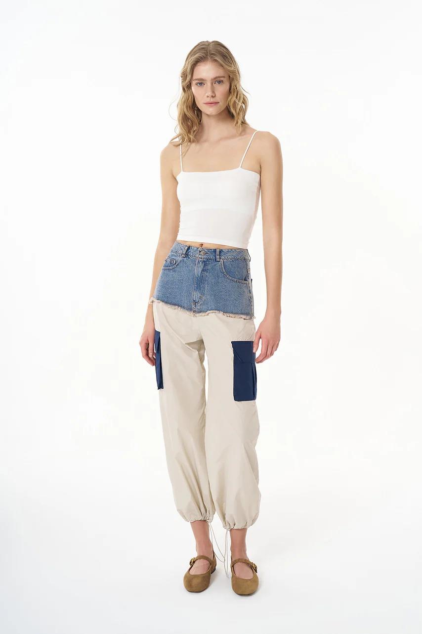 Askılı Crop Basic Atlet Beyaz