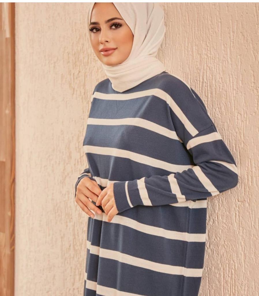 Çizgi Detaylı Triko Tunik