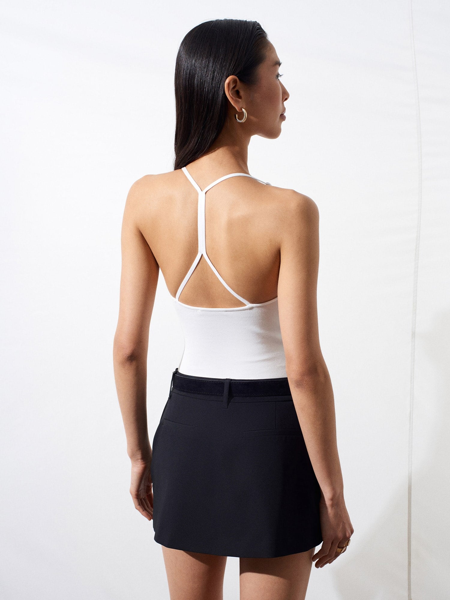 Halter Yaka Bodysuit-Ekru