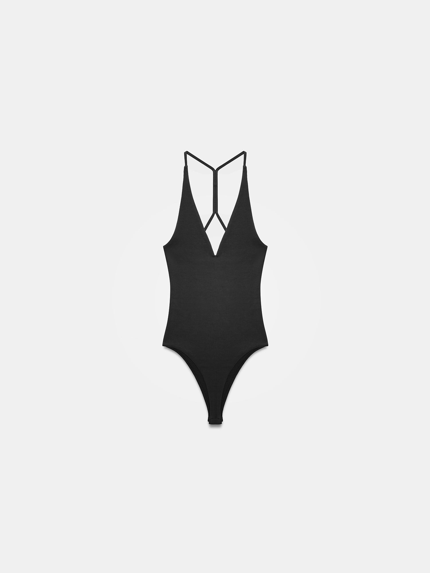 Halter Yaka Bodysuit-Koyu Siyah