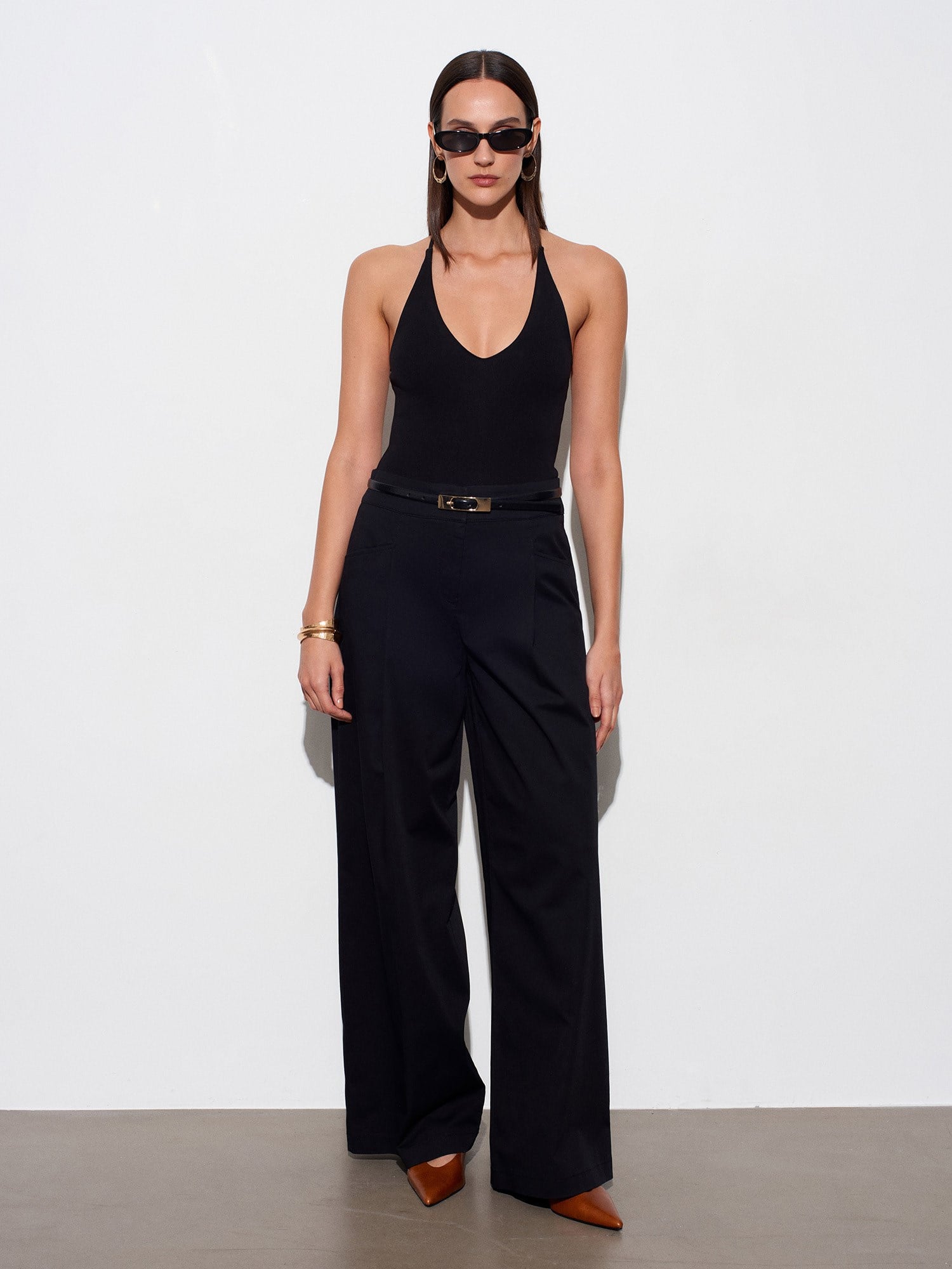 Halter Yaka Bodysuit-Siyah