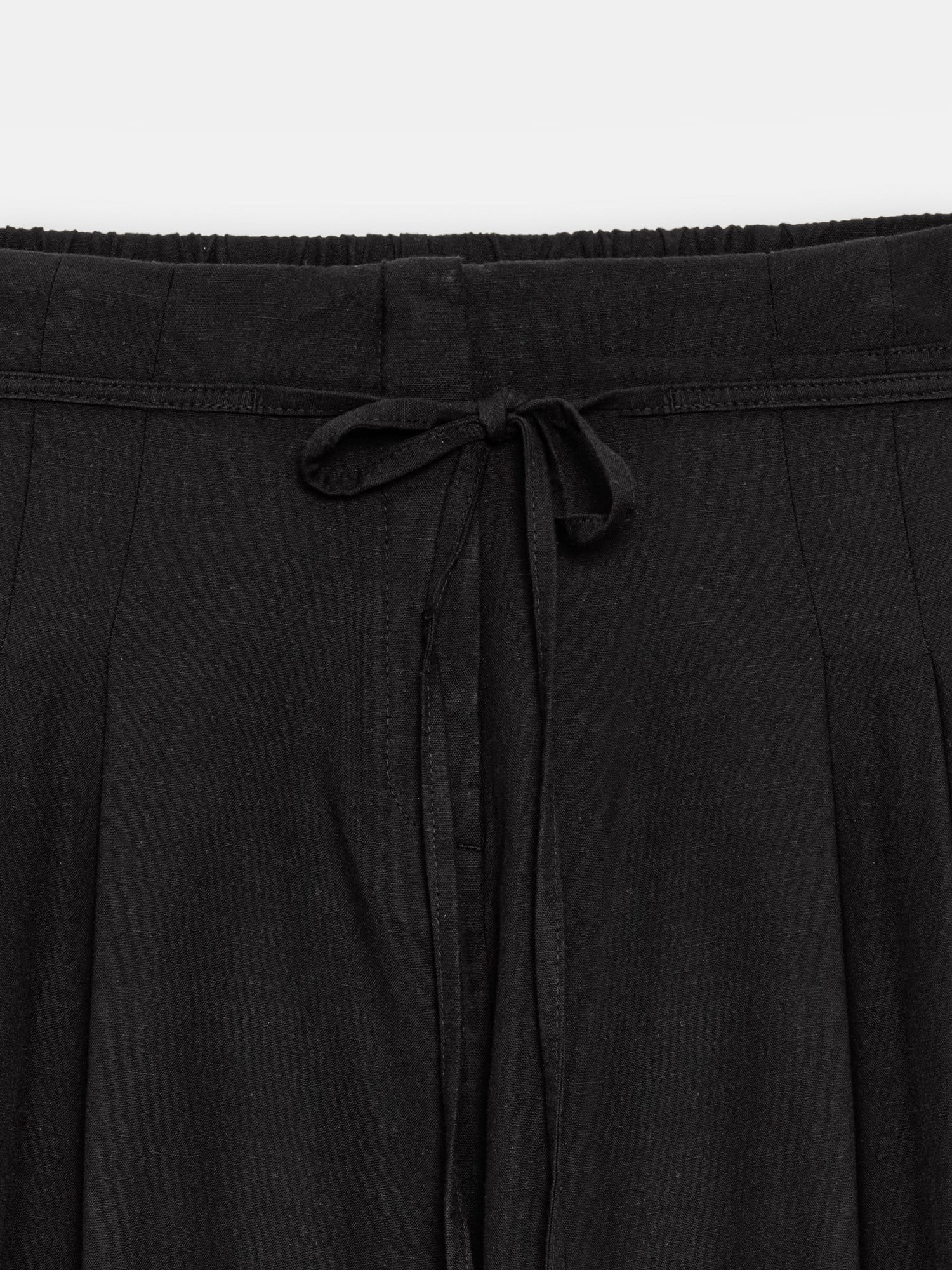 Keten Karışımlı Pens Detaylı Pantolon-Siyah