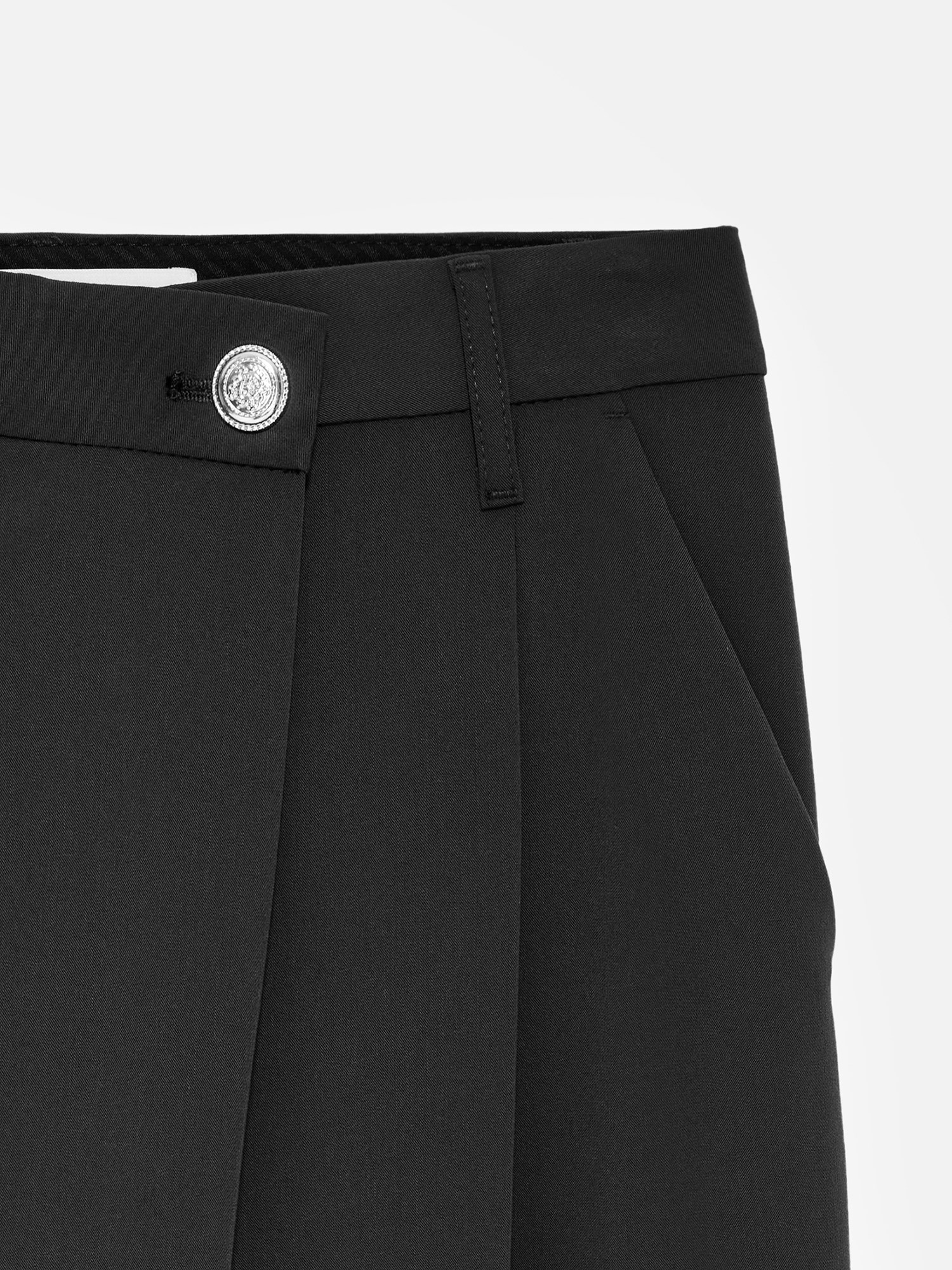 Kruvaze Bel Detaylı Pantolon-Siyah