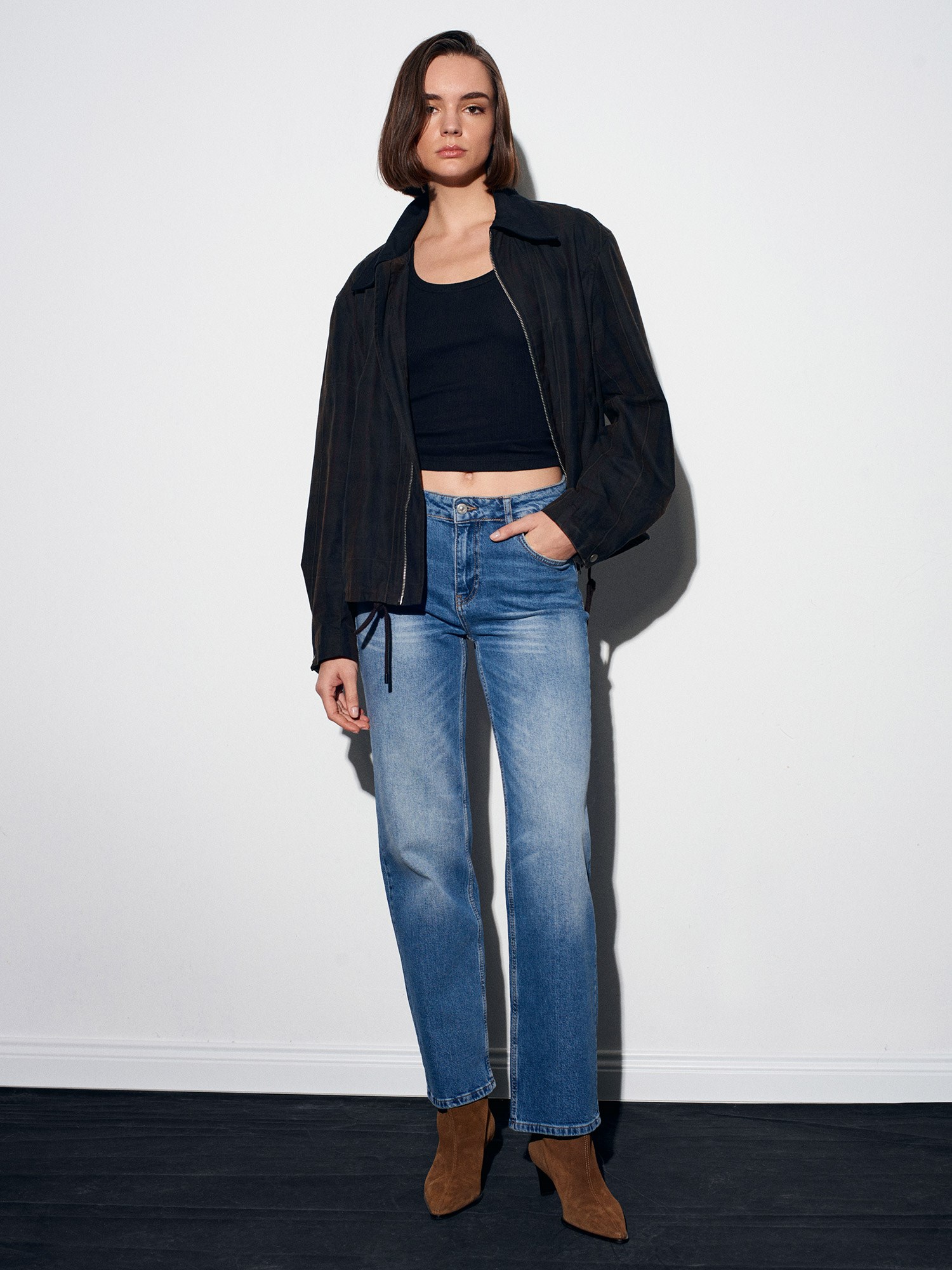 Likralı Wide Leg Jean-Mavi