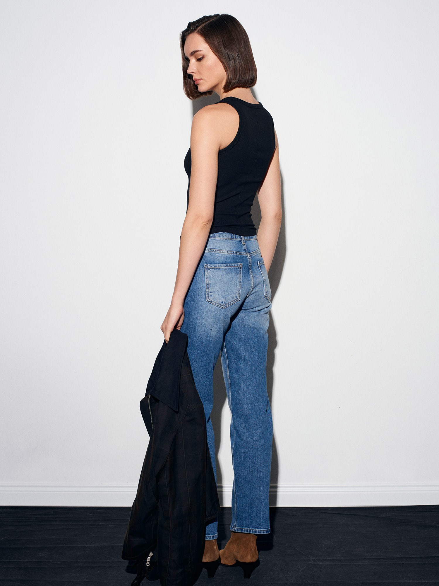 Likralı Wide Leg Jean-Mavi
