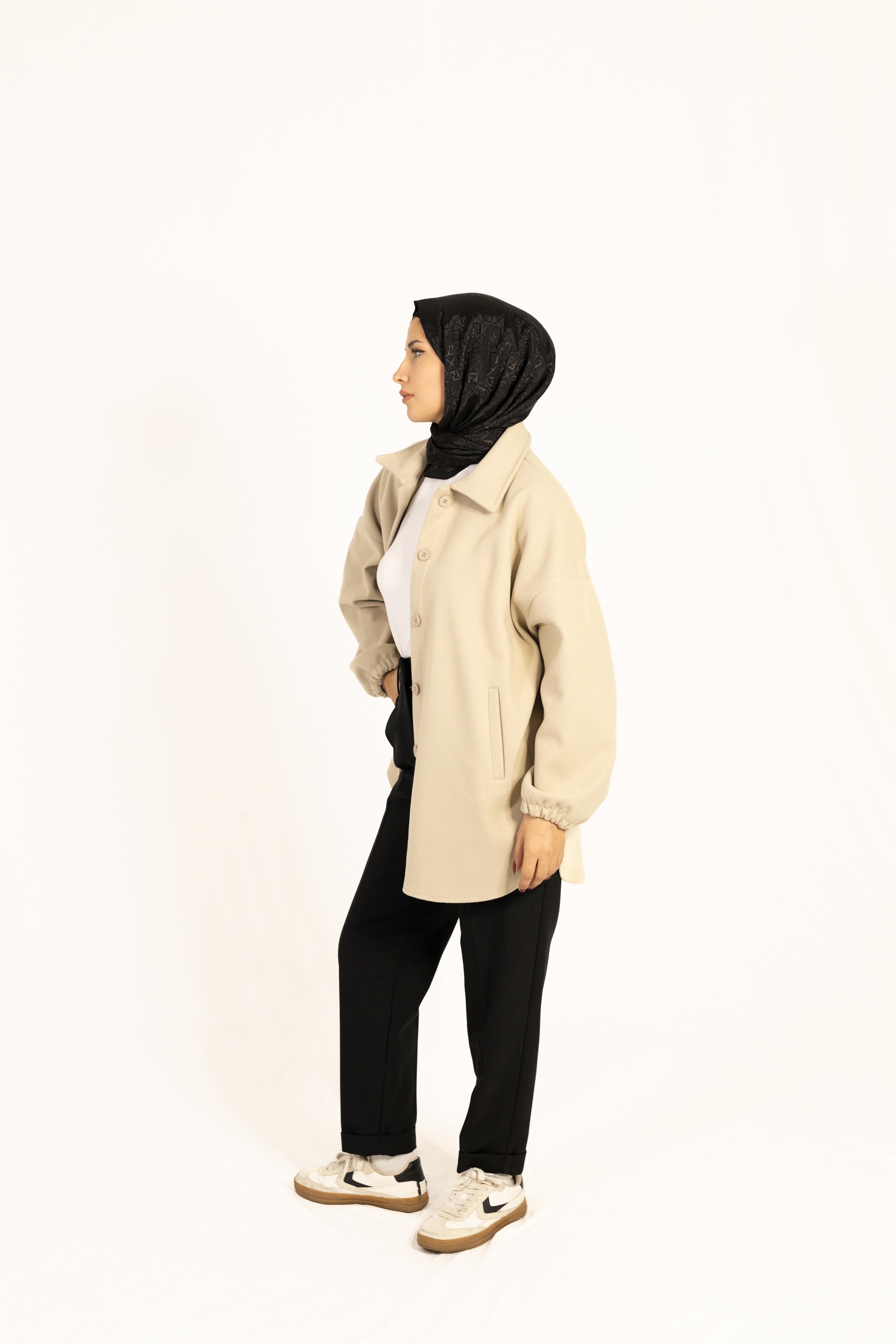 Rahat Kalıp Buklet Ceket Bej