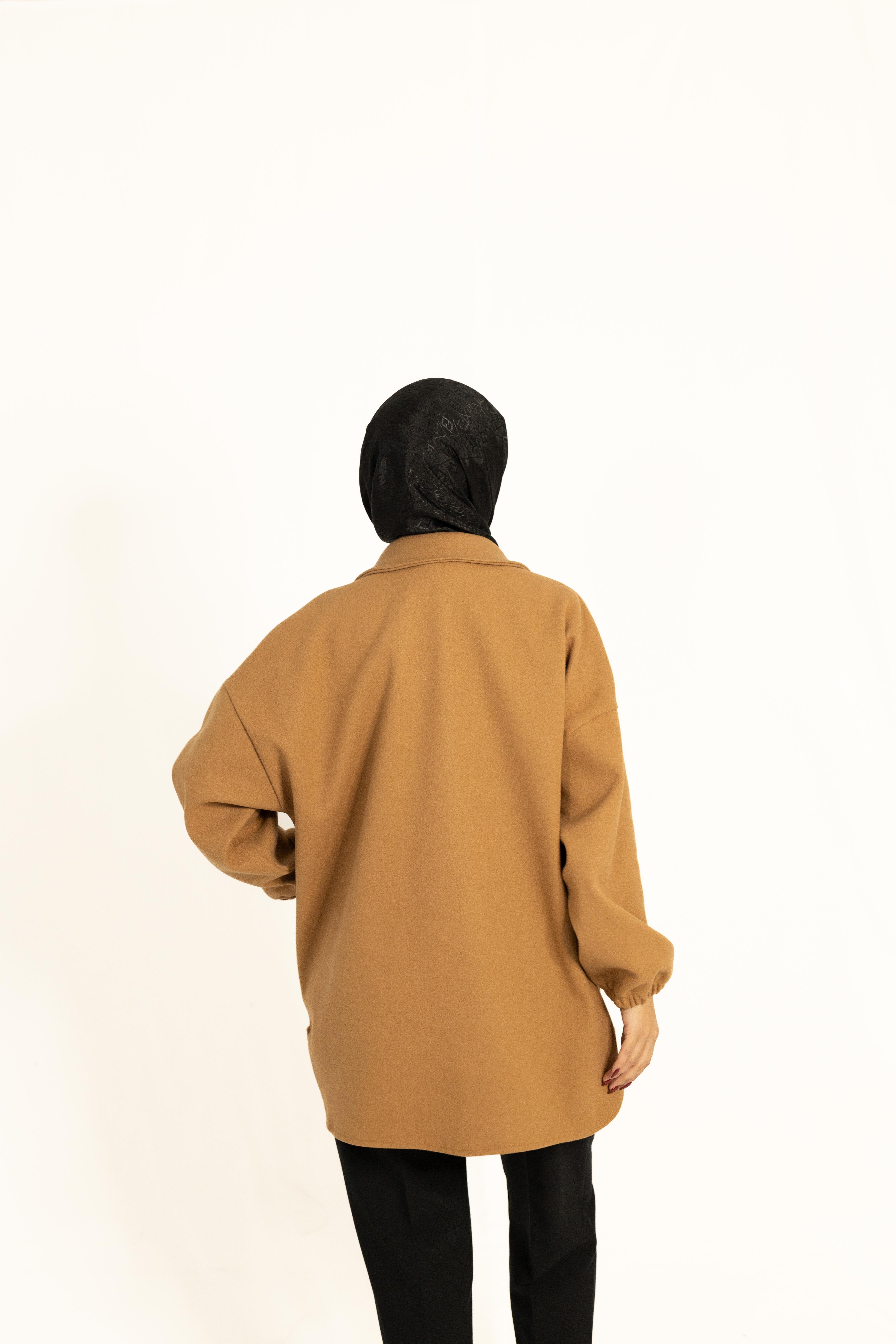 Rahat Kalıp Buklet Ceket Taba