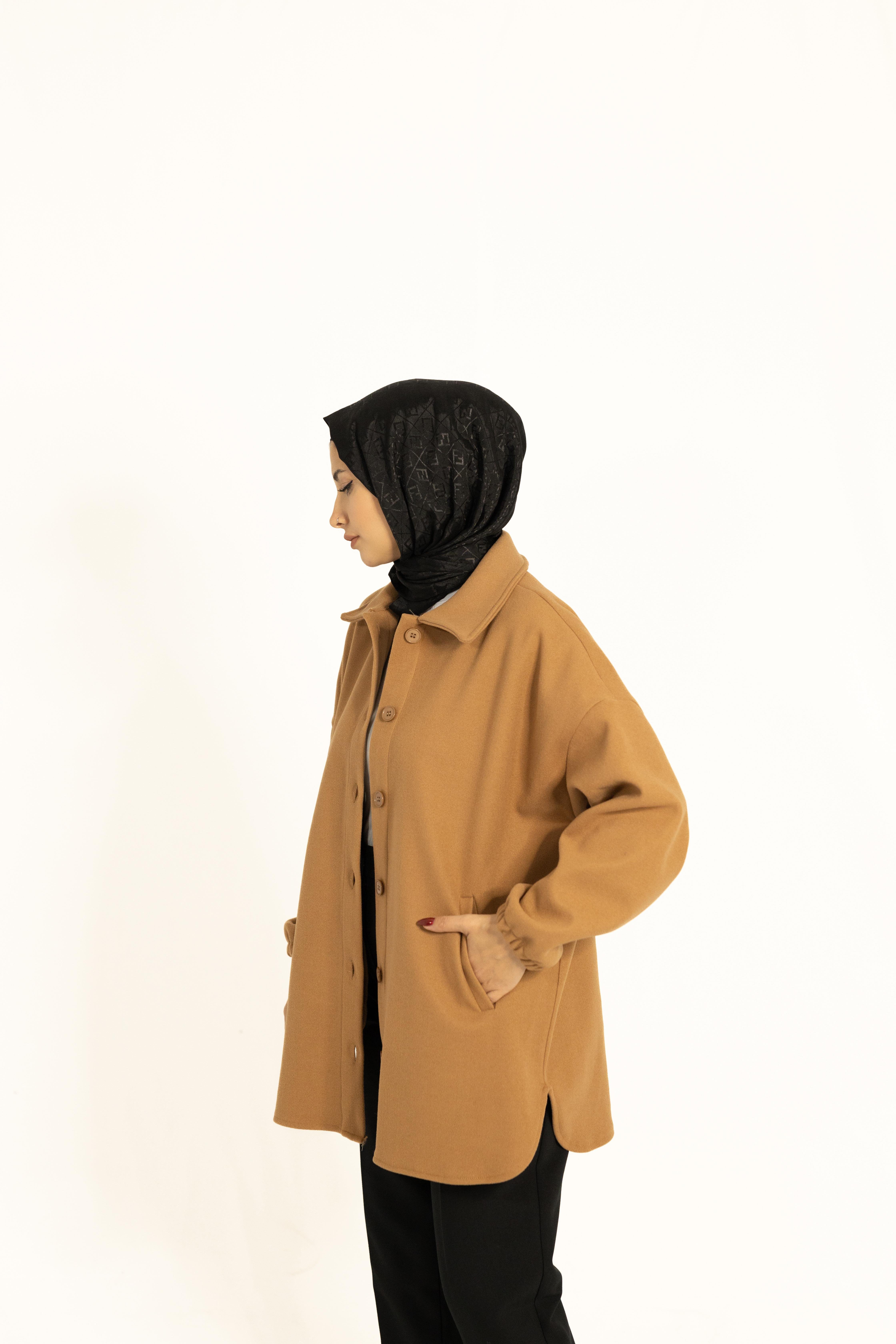 Rahat Kalıp Buklet Ceket Taba