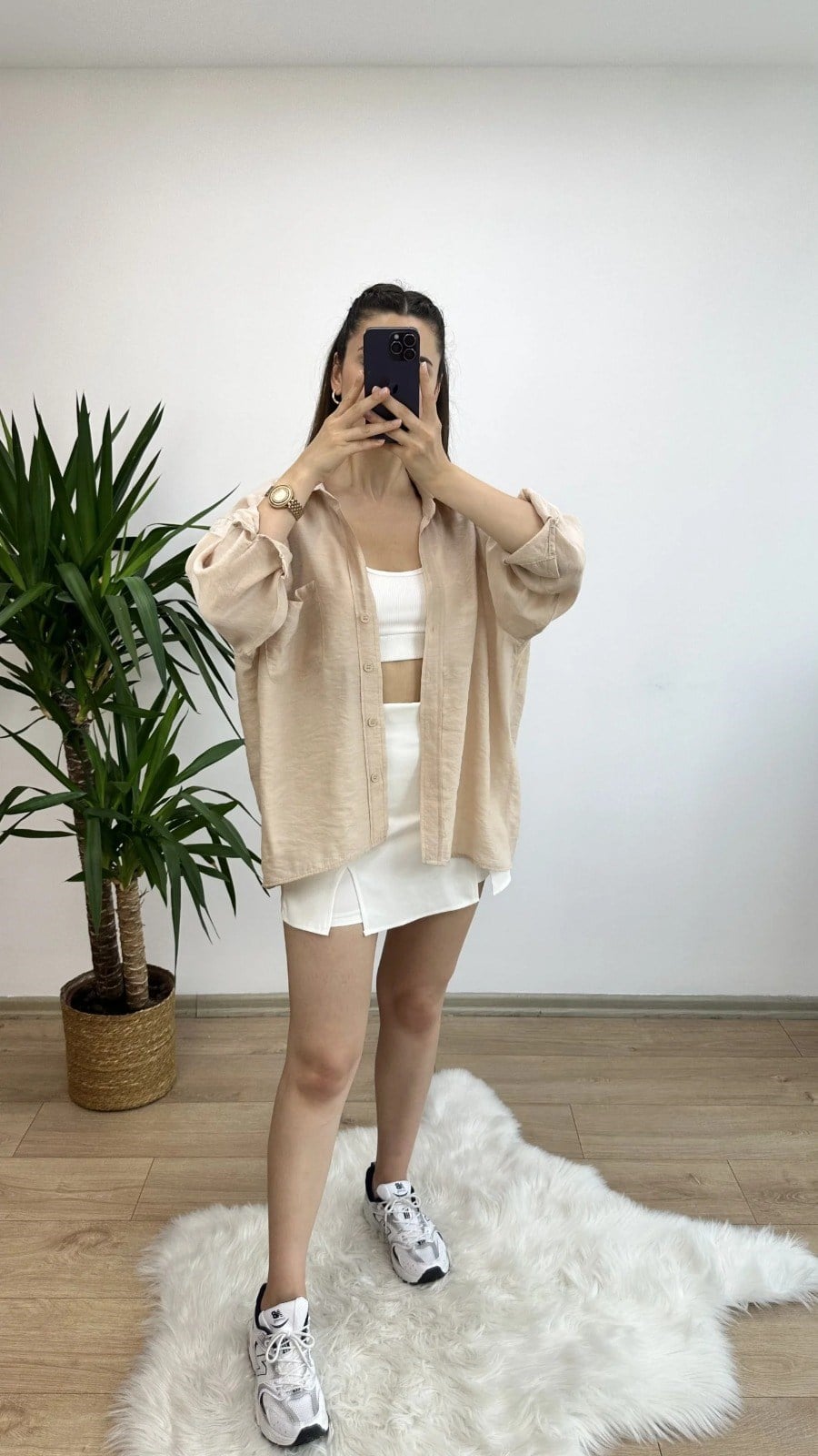 Taş Omzu Düşük Oversize Gömlek 