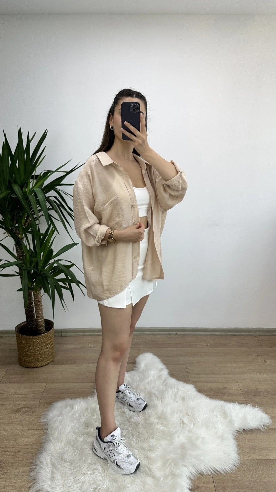 Taş Omzu Düşük Oversize Gömlek 