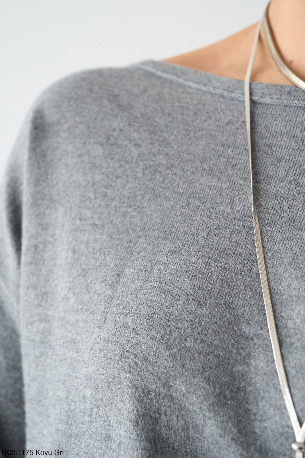 Tek Omuzlu İnce Triko Üst GRİ