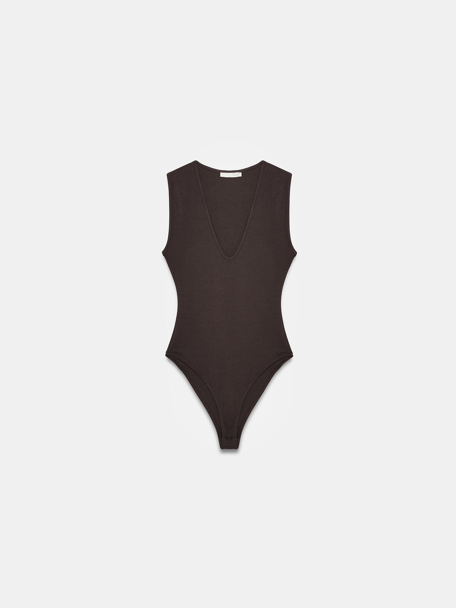 V Yaka Bodysuit-Kahve