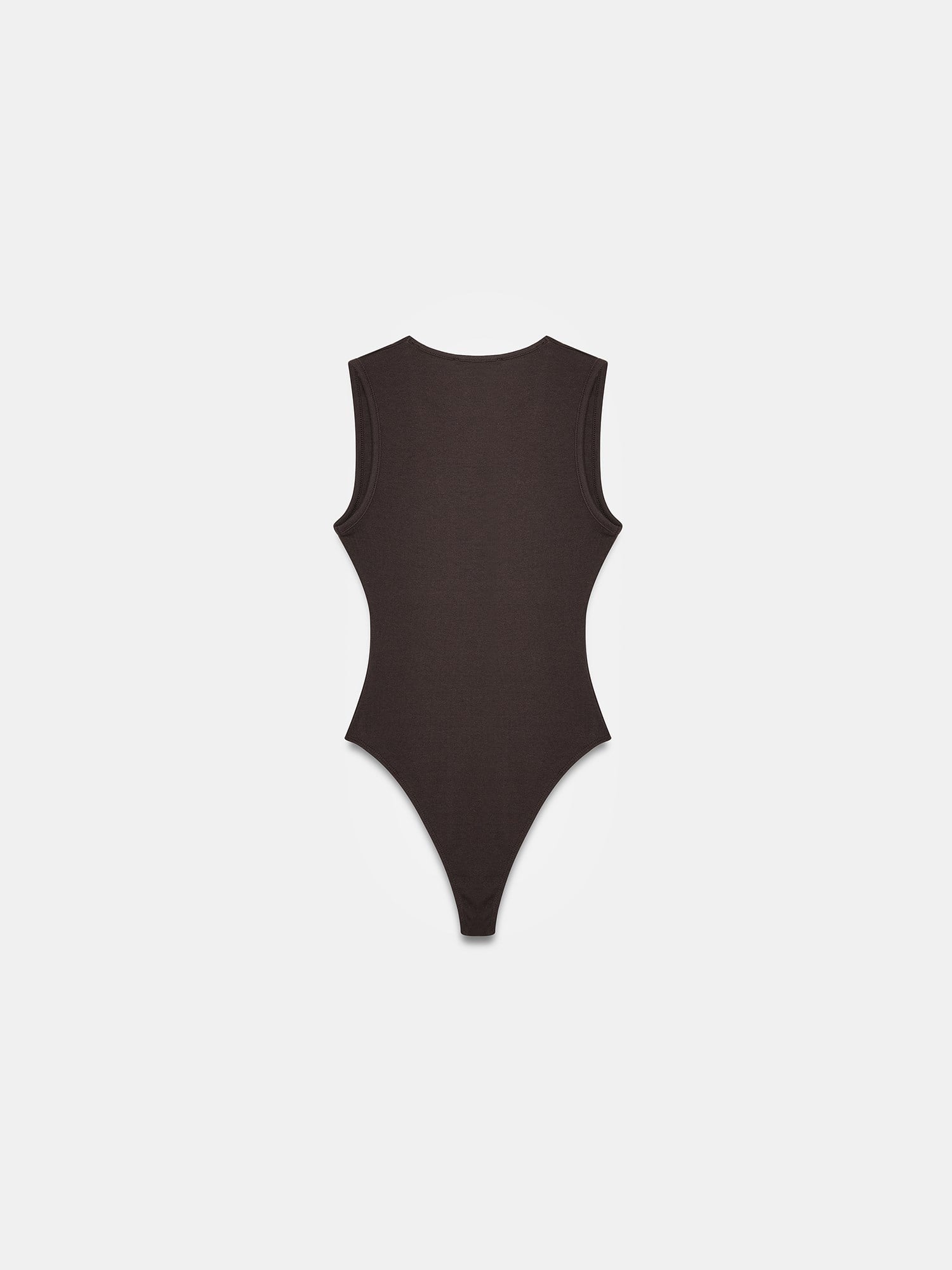 V Yaka Bodysuit-Kahve