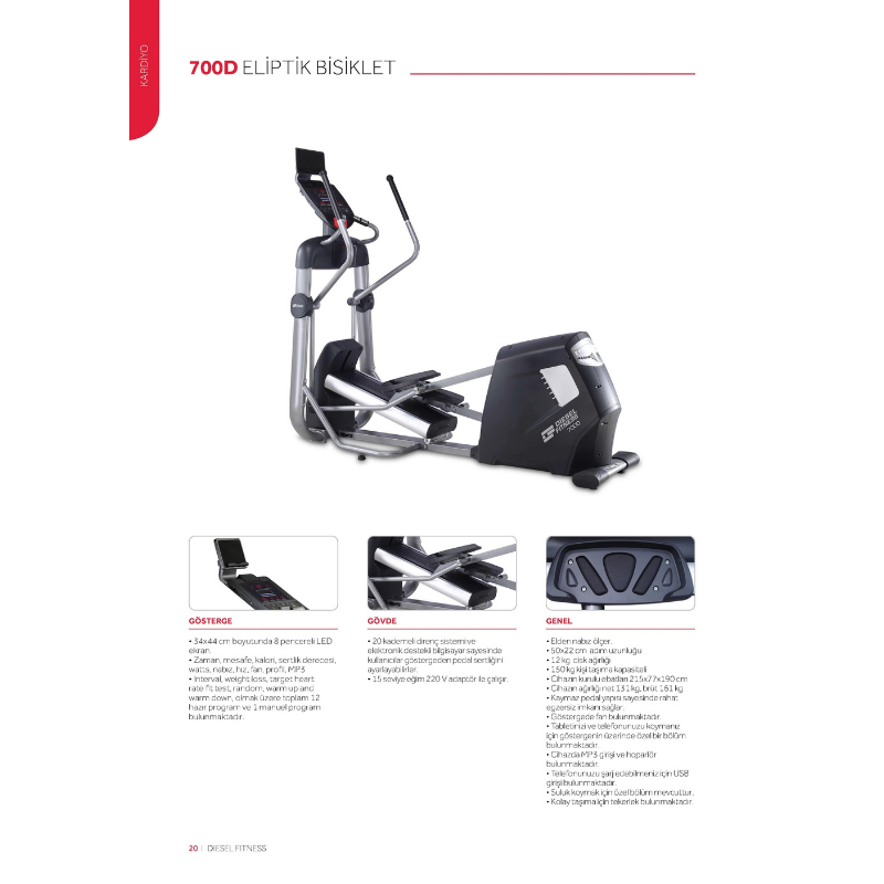 Diesel Fitness 700D Profesyonel Eliptik Bisiklet