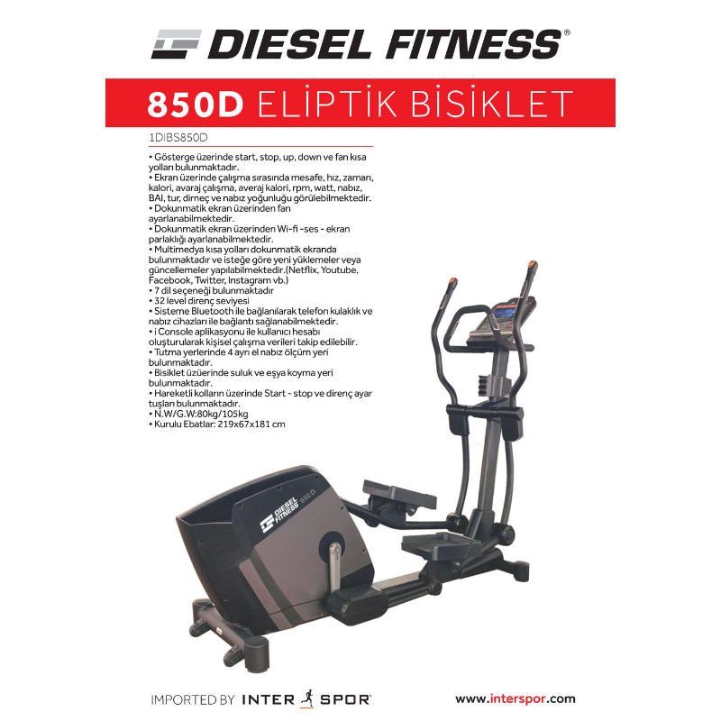 Diesel Fitness 850D Profesyonel Eliptik Bisiklet