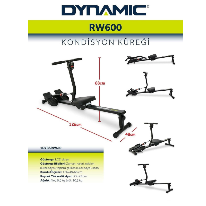 Dynamic Rw600 Amortisörlü Kondisyon Küreği 12 Kademe Direnç Ayarlı