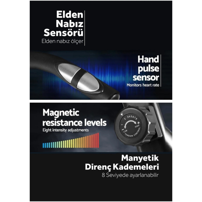 Dynamic Voit Garantili SC200 Manyetik Yatay Kondisyon Bisikleti, Bluetooth Uygulamalı, Sessiz Çalışır, Elden Nabız Ölçer