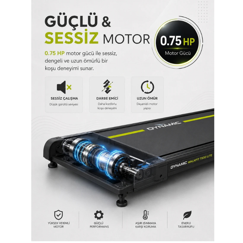 Dynamic Walkfit T500 Lite Katlanabilir Yürüyüş ve Koşu Bandı - Manuel Eğimli, Uzaktan Kumandalı, 10 km/h