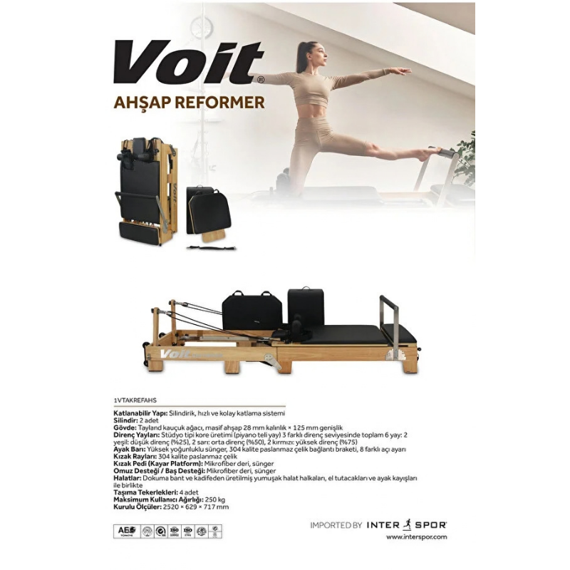Voit Ahşap Reformer Pilates Aleti – Ev ve Stüdyo Kullanımına Uygun Profesyonel Reformer