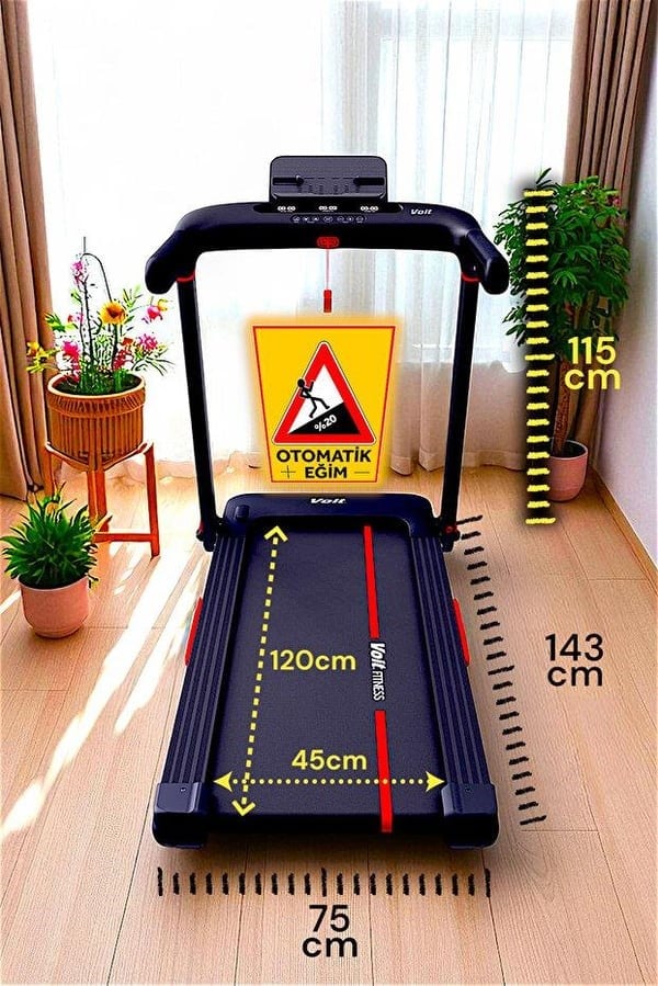 Voit By Premium Delux Koşu Bandı, 20 Kademe Eğim, Brushless, Katlanabilir, 15 Km/s, Bluetooth