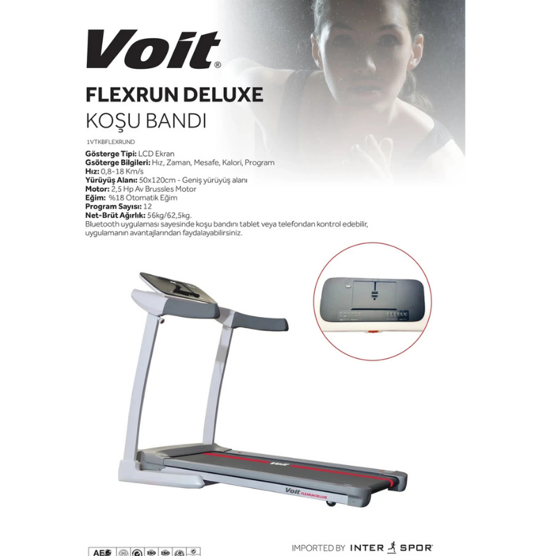 Voit Flexrun Deluxe 2.5 HP Brushless Motor Otomatik Eğimli Koşu Bandı