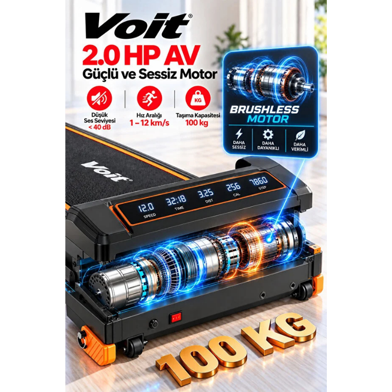 Voit Irun 5in1 Katlanabilir Koşu Bandı Bluetooth Bağlantılı 12 Programlı Titreşim ve Geri Yürüme Modlu