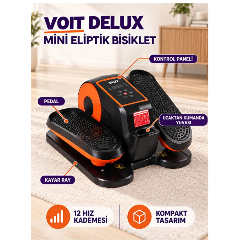 Voit Mini Eliptik Bisiklet Uzaktan Kumandalı 12 Hız Kademeli Eliptik Kondisyon Egzersiz Aleti