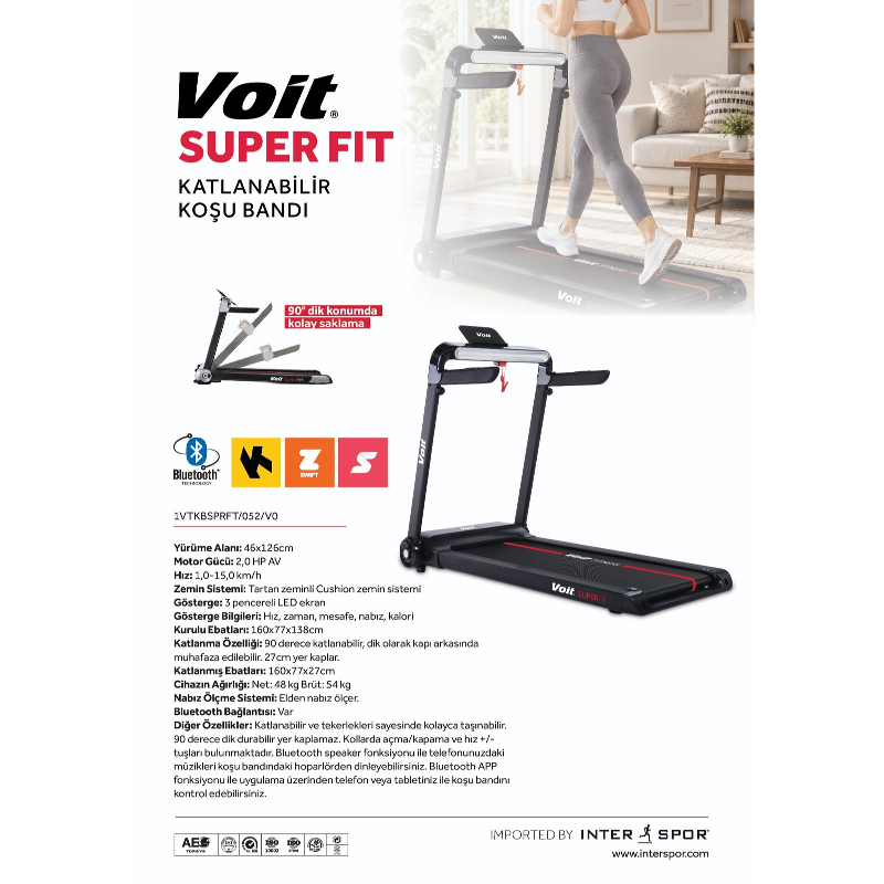 Voit Süper Fit Katlanabilir Koşu Bandı Siyah