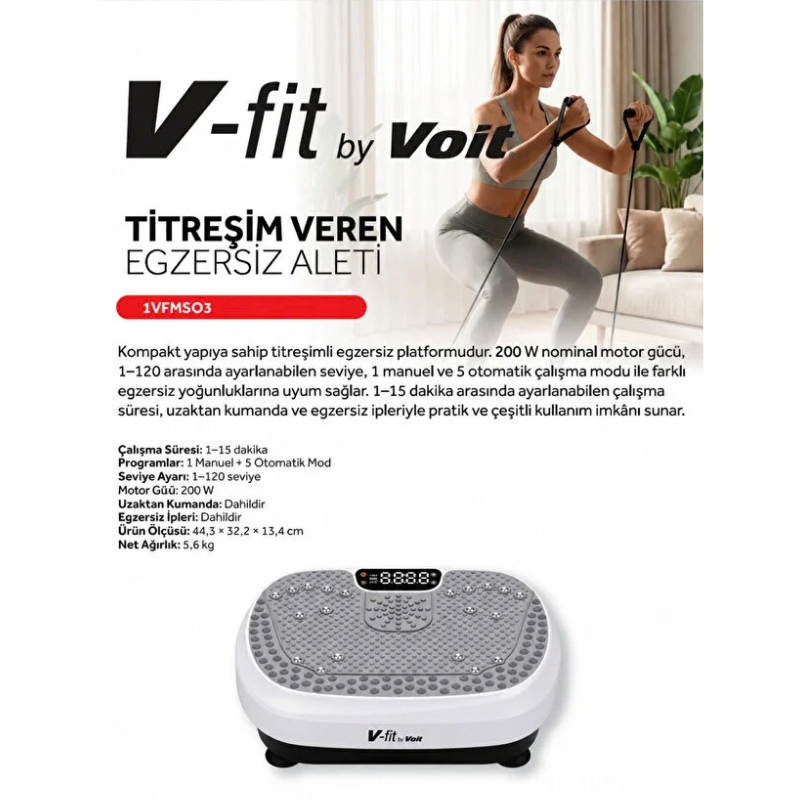 Voit Titreşimli Egzersiz Aleti 120 Kademe Kumandalı Egzersiz İpli
