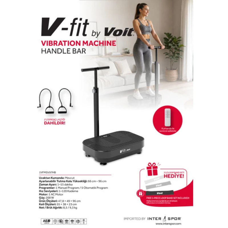 Voit V-Fit By Voit Vibration Tutma Kollu Titreşimli Egzersiz Aleti 120 Kademe Kumandalı Spor Kondisyon Aleti