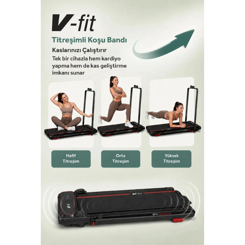 Voit Vibro Run Lite Titreşim Modlu Loop Bant Seti Hediyeli Katlanabilir Koşu ve Yürüyüş Bandı – 8 Km/h Brushless Motor