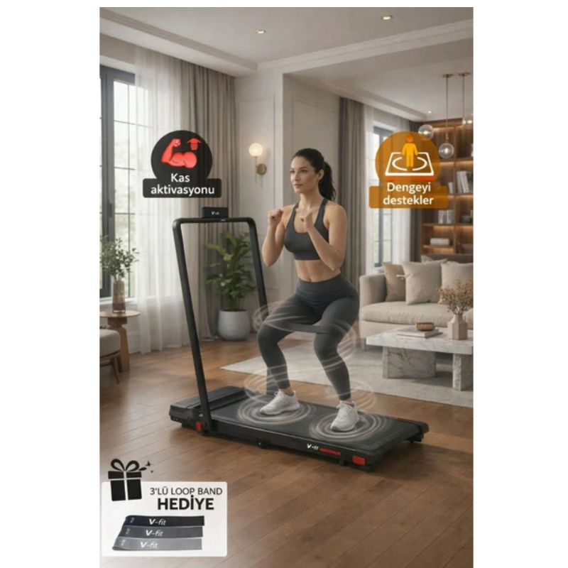 Voit Vibro Run Lite Titreşim Modlu Loop Bant Seti Hediyeli Katlanabilir Koşu ve Yürüyüş Bandı – 8 Km/h Brushless Motor