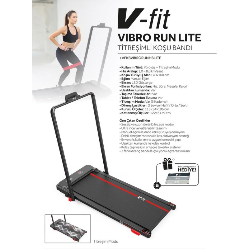 Voit Vibro Run Lite Titreşim Modlu Loop Bant Seti Hediyeli Katlanabilir Koşu ve Yürüyüş Bandı – 8 Km/h Brushless Motor
