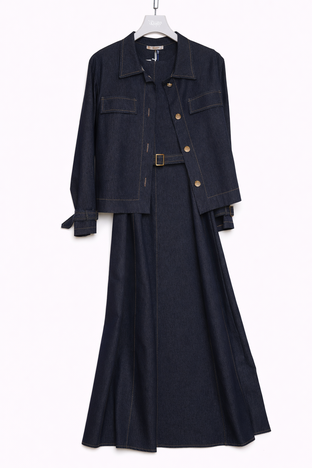 Duay Lacivert Denim Elbise Ceket Takımı